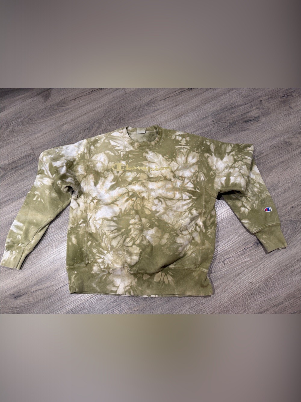 Champion Olive & Cream Tie-Dye Pullover Sweatshirt